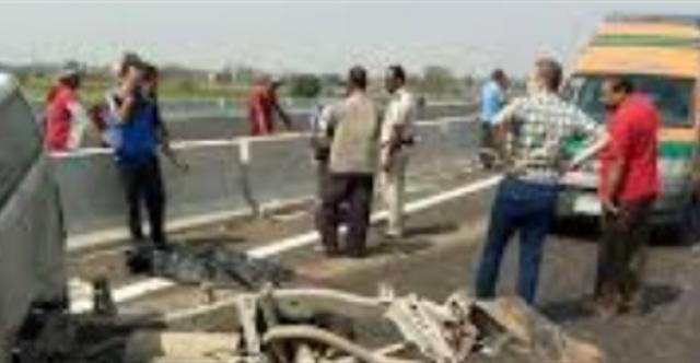 إصابة ٦ أشخاص في حادث تصادم سيارتين أعلي طريق «شبرا ــ بنها الحر»