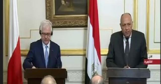 وزير الخارجية سامح شكرى مع نظيره البولندى