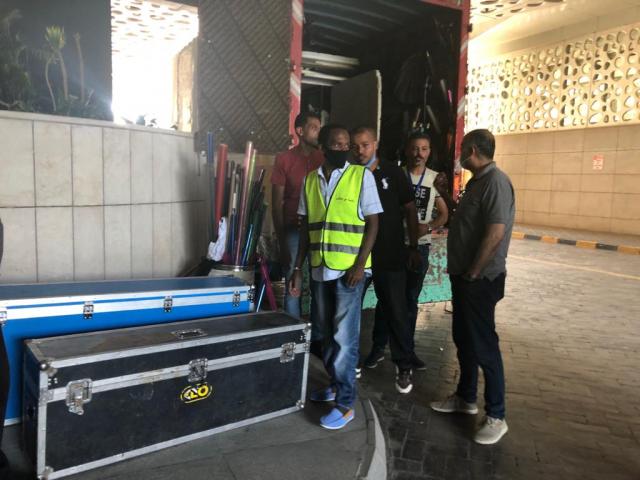 رفع معدات تصوير فيلم تامر حسنى