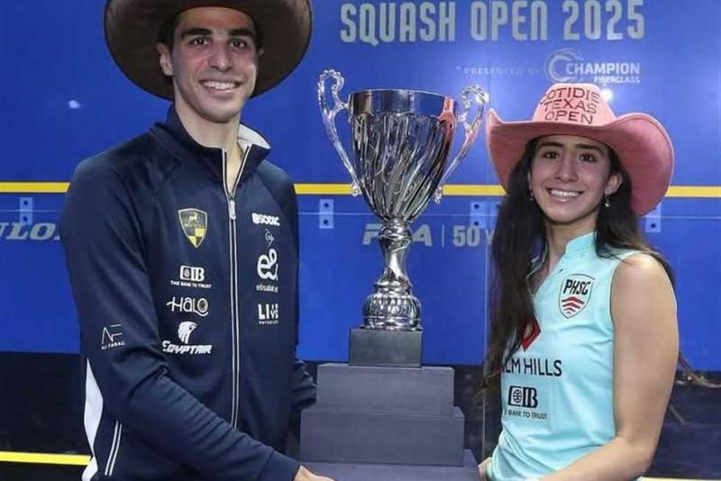 علي فرج ونوران جوهر يتوجان بلقب بطولة تكساس للاسكواش